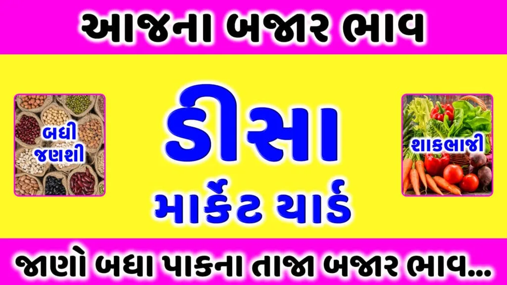 ડીસા માર્કેટ યાર્ડ | આજના બજાર ભાવ | Deesa APMC market price today | aaj na bajar bhav