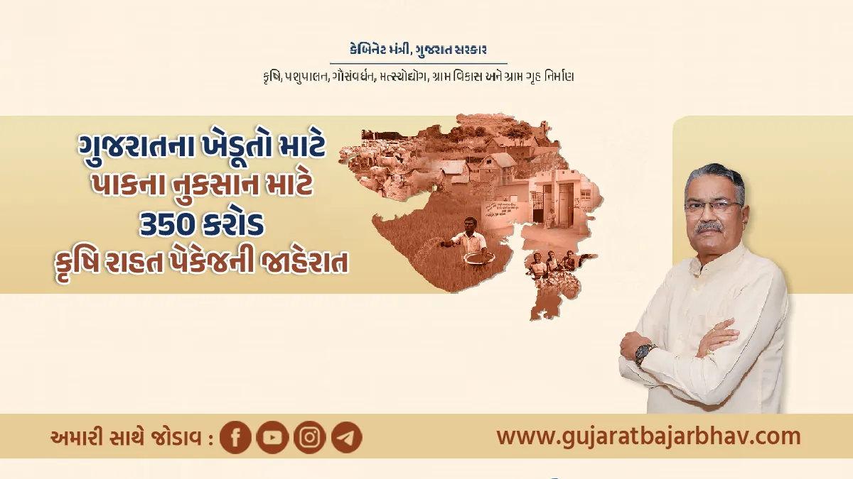 gujarat govt announcement of crop damage Krishi rahat package for gujarat farmers