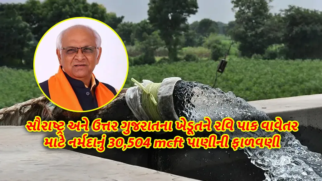 30,504 mcft of Narmada water will be released for irrigation to farmers of Saurashtra and North Gujarat to meet rabi crop planting