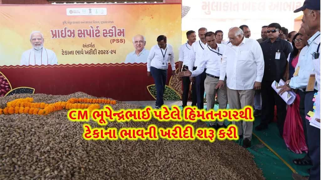 today CM Bhupendrabhai Patel started purchase of groundnut, mung bean, urad and soybean at support price at Himatnagar